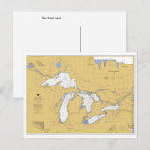 Briefkaart van de Grote Meren Nautical Chart (Voorkant / Achterkant)