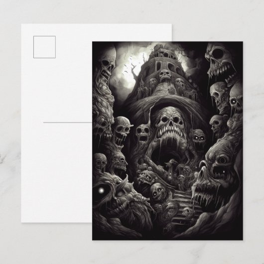 Briefkaart van de Haunted Building Monsters Horror (Voorkant / Achterkant)