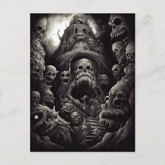 Briefkaart van de Haunted Building Monsters Horror (Voorkant)