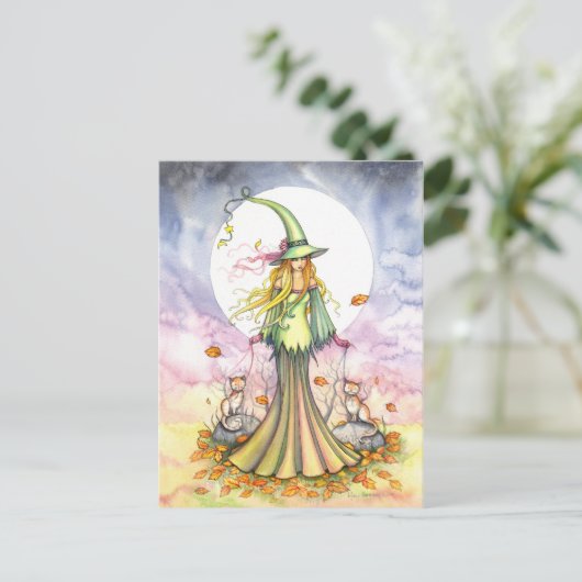 Briefkaart van de herfstheks (Staand voorkant)
