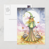 Briefkaart van de herfstheks (Voorkant / Achterkant)