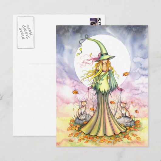 Briefkaart van de herfstheks (Voorkant / Achterkant)