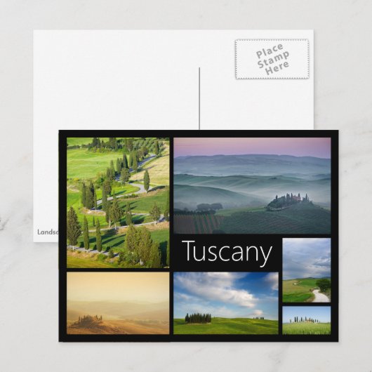 Briefkaart van de het lijstcollage van Toscanië (Voorkant / Achterkant)