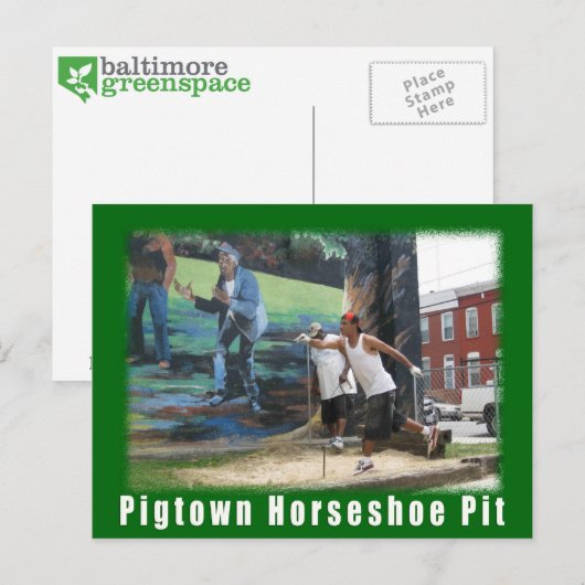 Briefkaart van de Hoefijzers Pigtown van Baltimore (Voorkant / Achterkant)
