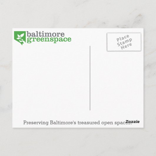 Briefkaart van de Hoefijzers Pigtown van Baltimore (Achterkant)