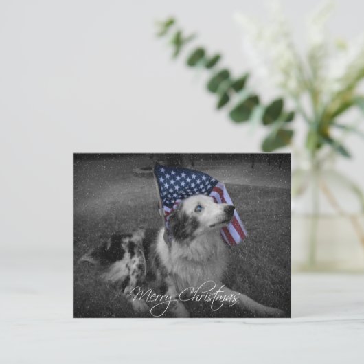 Briefkaart van de Hond van de Vlag van Kerstmis (Staand voorkant)