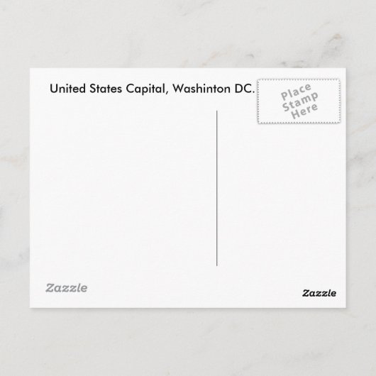 Briefkaart van de hoofdstad van de Verenigde State (Achterkant)