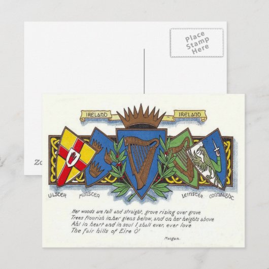 Briefkaart van de Ierse provincies (Voorkant / Achterkant)