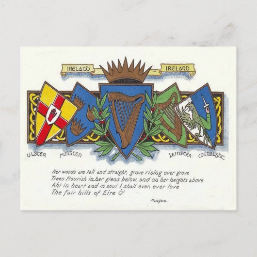 Briefkaart van de Ierse provincies (Voorkant)