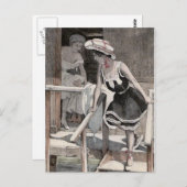 Briefkaart van de Illustratie van het Strand van (Voorkant / Achterkant)