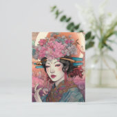 Briefkaart van de Japanse godin Fantasy Art (Staand voorkant)