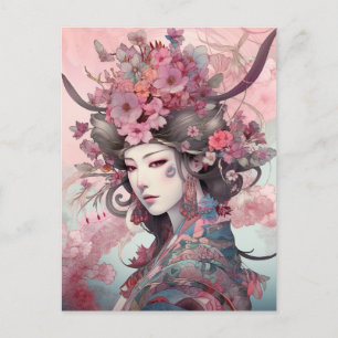 Briefkaart van de Japanse godin Fantasy Art