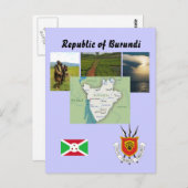 Briefkaart van de kaart van Burundi (Voorkant / Achterkant)