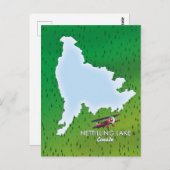 Briefkaart van de kaart van het meer van Hubbard i (Voorkant / Achterkant)