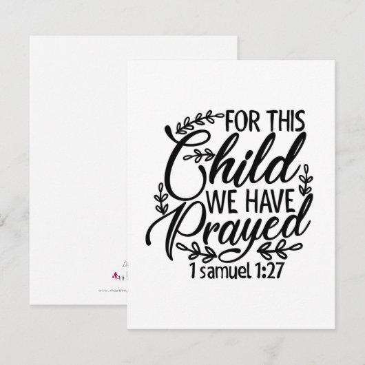 Briefkaart van de kaart, Voor dit kind hebben we g (Voorkant / Achterkant)