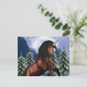 Briefkaart van de kastanje Unicorn (Staand voorkant)