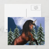 Briefkaart van de kastanje Unicorn (Voorkant / Achterkant)