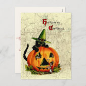 Briefkaart van de Kat van vintage Halloween het (Voorkant / Achterkant)