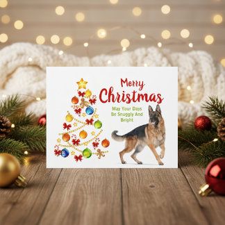 Briefkaart van de kerstboom van de Duitse herder
