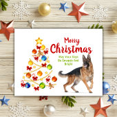 Briefkaart van de kerstboom van de Duitse herder