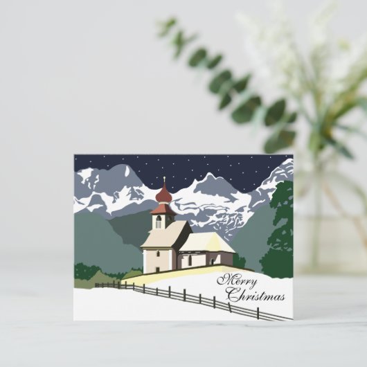 Briefkaart van de kerstfeestdag in de Berg-kerk (Staand voorkant)