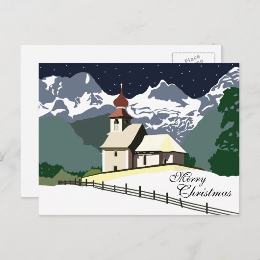 Briefkaart van de kerstfeestdag in de Berg-kerk (Voorkant / Achterkant)