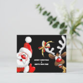 Briefkaart van de Kerstman en de rendieren (Staand voorkant)