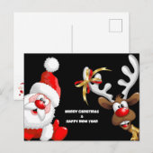Briefkaart van de Kerstman en de rendieren (Voorkant / Achterkant)