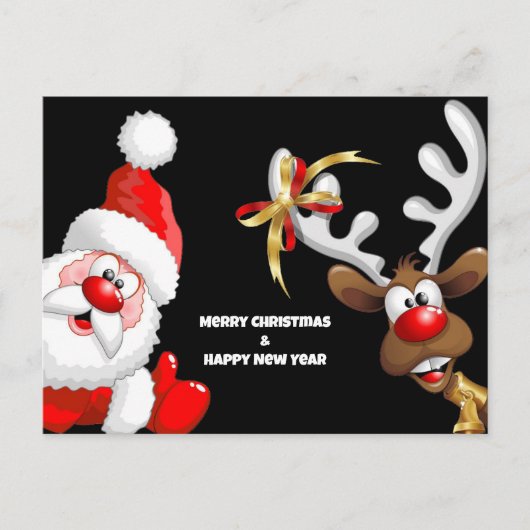 Briefkaart van de Kerstman en de rendieren (Voorkant)