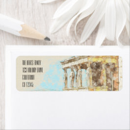  briefkaart van de kleurenschets van Athene grieke Etiket