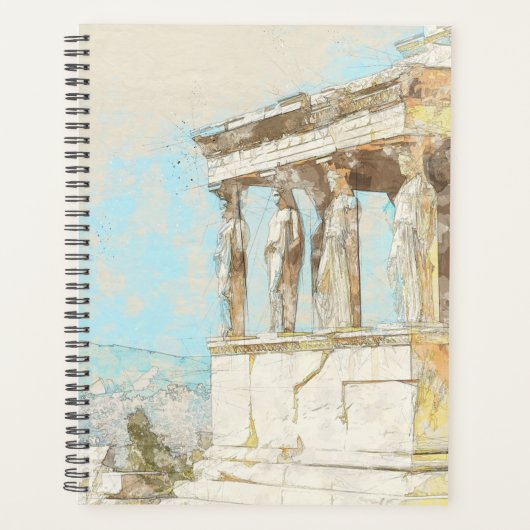  briefkaart van de kleurenschets van Athene grieke Planner (Voorkant)
