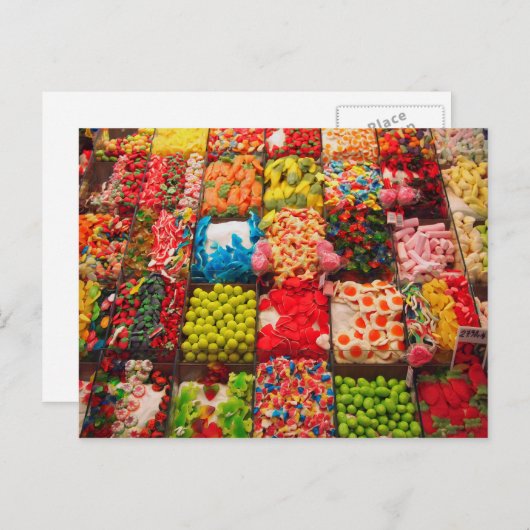 Briefkaart van de kleurrijke snoep (Voorkant / Achterkant)