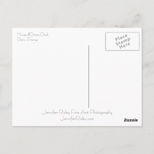Briefkaart van de Klok van Musee het d'Orsay (Achterkant)