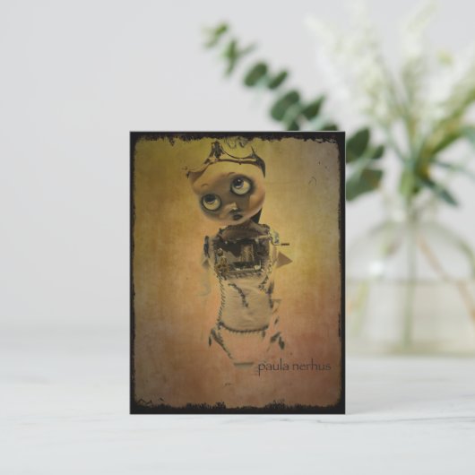 briefkaart van de kunstpop (Staand voorkant)