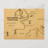 Briefkaart van de kustlijn van het oude europa (Voorkant)