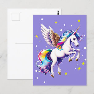 Briefkaart van de Magische Regenboog Unicorn