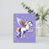 Briefkaart van de Magische Regenboog Unicorn (Staand voorkant)