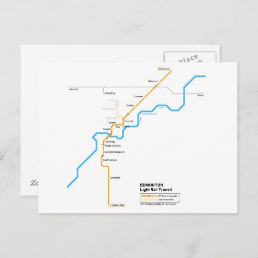 Briefkaart van de metro Edmonton (Voorkant / Achterkant)