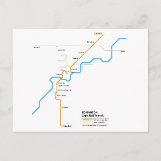 Briefkaart van de metro Edmonton (Voorkant)