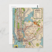  Briefkaart van de metrokaart New York (Voorkant / Achterkant)