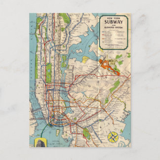 Briefkaart van de metrokaart New York