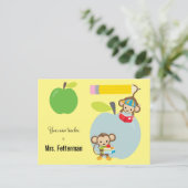Briefkaart van de Monkeys Greeting New Teacher Sch (Staand voorkant)