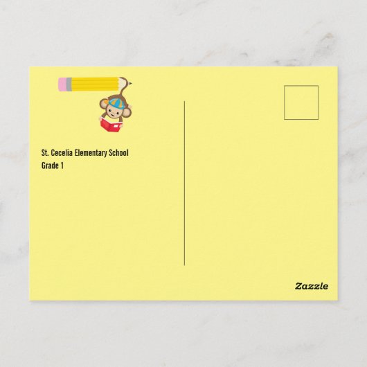 Briefkaart van de Monkeys Greeting New Teacher Sch (Achterkant)