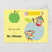Briefkaart van de Monkeys Greeting New Teacher Sch (Voorkant)