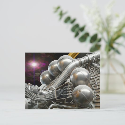 Briefkaart van de motor van Saturnus V (Staand voorkant)