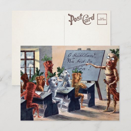 Briefkaart van de muziekklasse  wortelen (Voorkant / Achterkant)