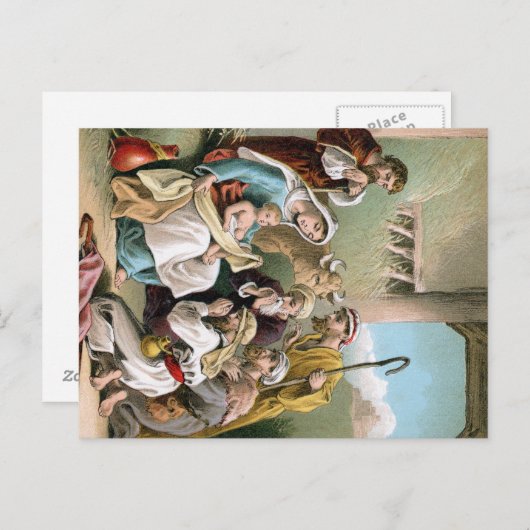 Briefkaart van de nativiteitsscène (Voorkant / Achterkant)