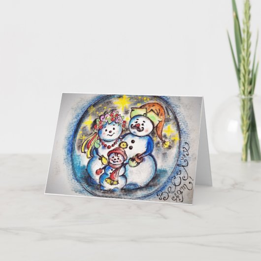 Briefkaart van de Oekraïense sneeuwpoppen (Voorkant)