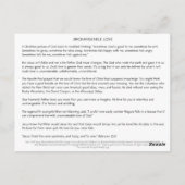 Briefkaart van de Onverwisselbare Liefde (SJNS) (Achterkant)