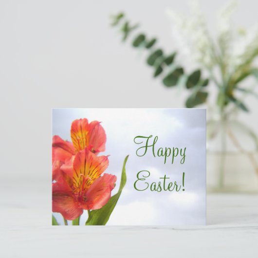 Briefkaart van de Oranje lelie van Pasen (Staand voorkant)